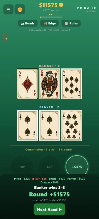 The baccarat table