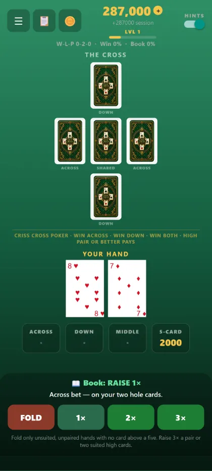 The Criss Cross Poker layout