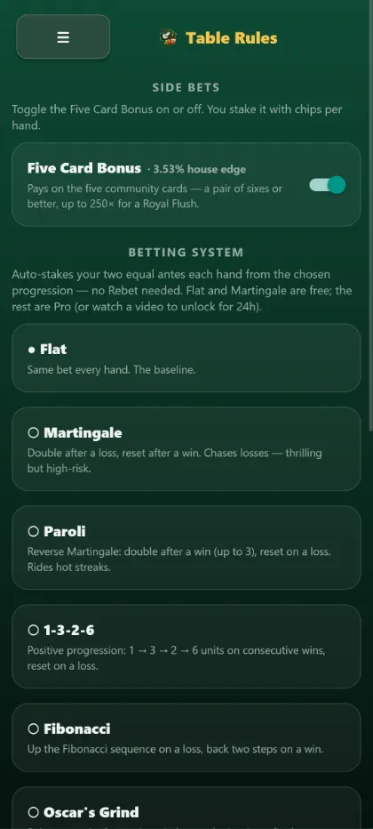 The Five Card Bonus side bet