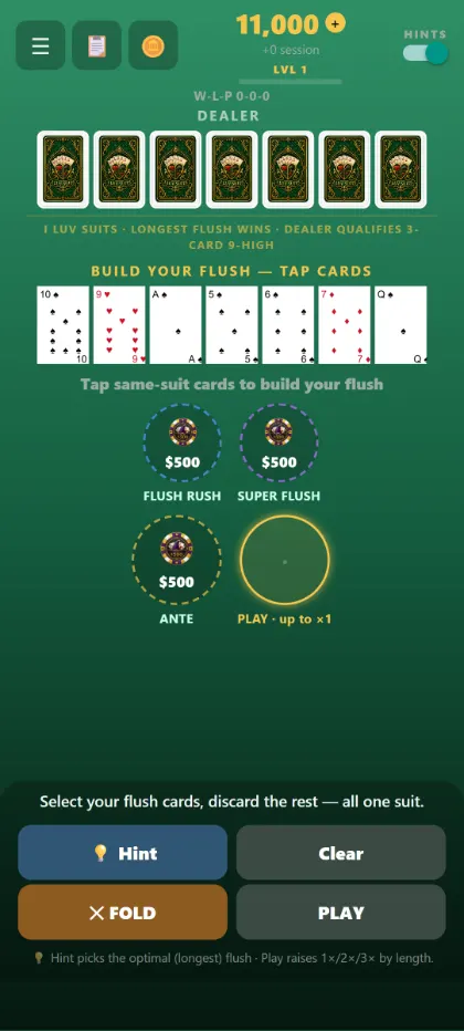 Building a flush in I Luv Suits
