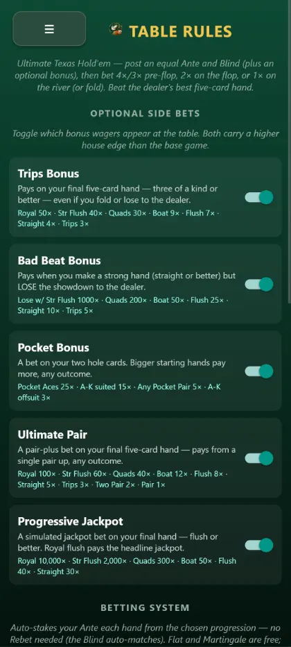 Ultimate Hold'em side bets
